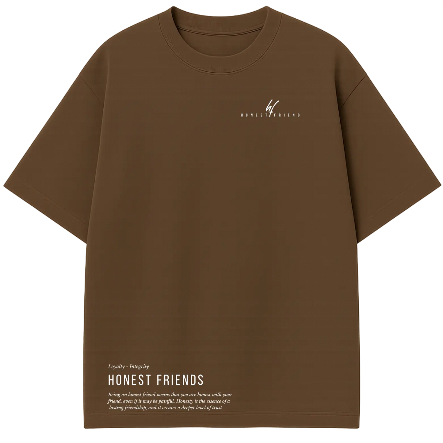 8.2 OZ heavyweight t-shirt by Honest Friend Apparel. with minimal front logo and bold 3D puff hand-printed back design.