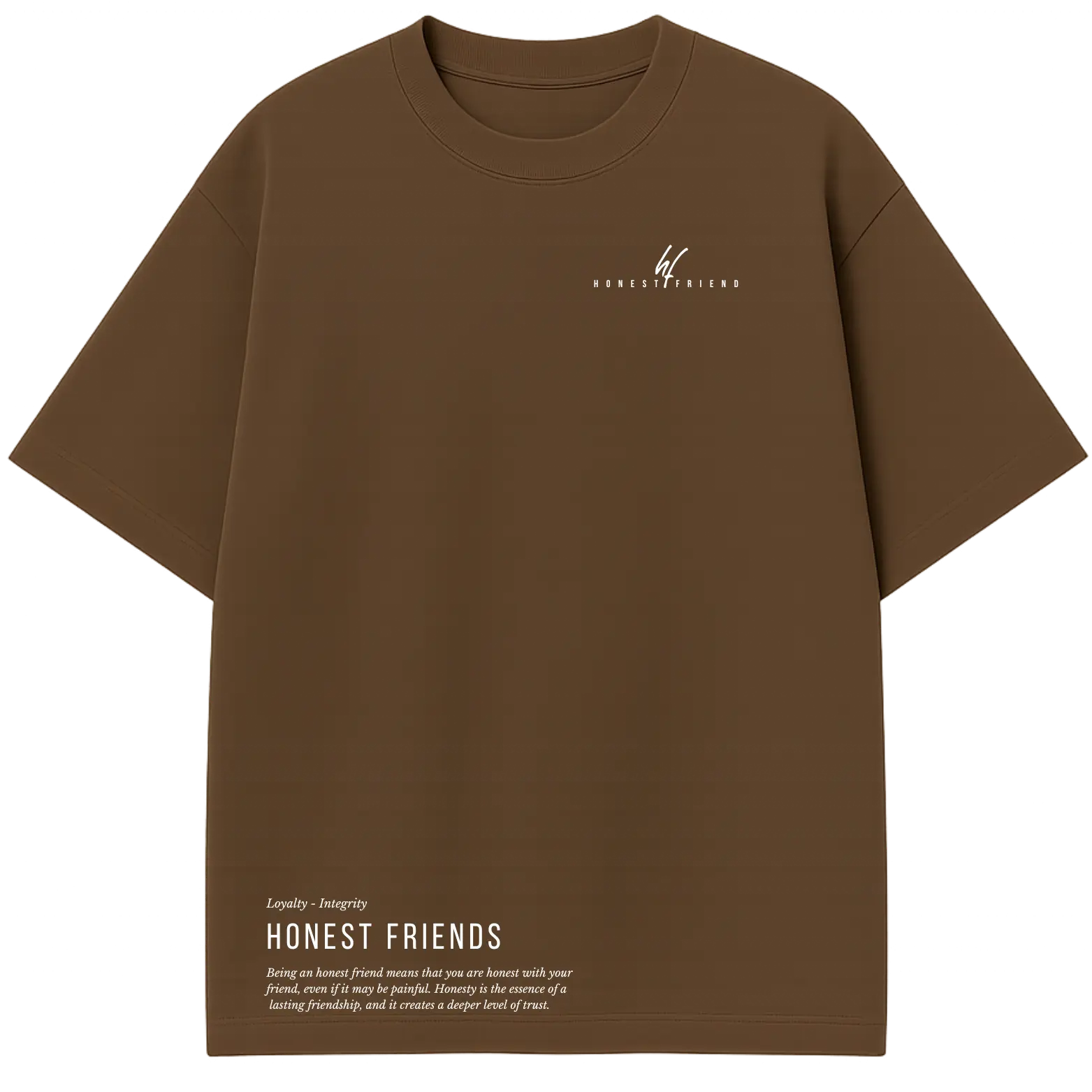 8.2 OZ heavyweight t-shirt by Honest Friend Apparel. with minimal front logo and bold 3D puff hand-printed back design.